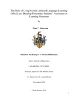 The Role of Using Mobile Assisted Language Learning (MALL) to Develop University Students’ Autonomy in Learning Grammar