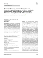 Protective Measures Taken in Residential Care Homes in England During the COVID-19 Pandemic. An Assessment of the&nbsp;Change in&nbsp;Mortality Rates Before and During the COVID-19 Pandemic Years