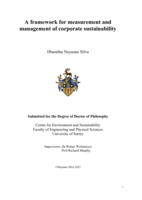A framework for measurement and management of corporate sustainability