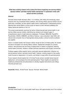 What does existing research tell us about the factors impacting non-serving military spouse mothers’ perinatal mental health experiences? A systematic review with textual narrative synthesis