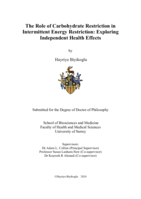 The Role of Carbohydrate Restriction in Intermittent Energy Restriction: Exploring Independent Health Effects