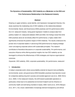 The Dynamics of Sustainability: CEO Celebrity as a Moderator on the ESG and Firm Performance Relationship in the Restaurant Industry