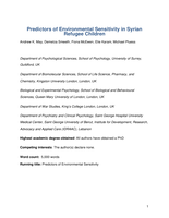 Predictors of Environmental Sensitivity in Syrian refugee children