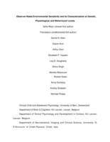Observer-rated environmental sensitivity and its characterization at behavioral, genetic, and physiological levels