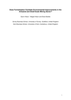 Does Formalization Facilitate Environmental Improvements in the Artisanal and Small-Scale Mining Sector?