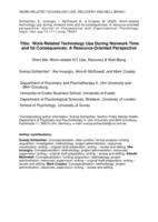 Work‐related technology use during nonwork time and its consequences: A resource‐oriented perspective