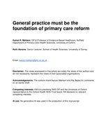 General practice must be the foundation of primary care reform