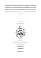 A thesis of clinical research and practice: Part A: Psychotherapeutic interventions for chronic skin picking in adults: a systematic review and meta-analysis; Part B: A brief acceptance-enhanced behaviour therapy intervention for chronic skin picking: a pilot and feasibility randomised controlled trial; Part C: Summary of clinical practice and assessments