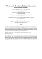 Private equity diversity and talent: do they matter for acquisitive growth?