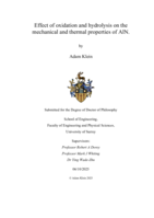 Effect of oxidation and hydrolysis on the mechanical and thermal properties of AlN.