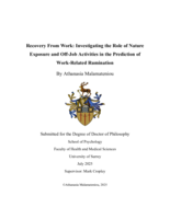 Recovery From Work: Investigating the Role of Nature Exposure and Off-Job Activities in the Prediction of Work-Related Rumination