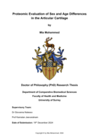 Proteomic Evaluation of Sex and Age Differences in the Articular Cartilage