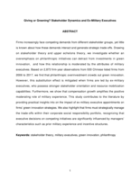 Giving or Greening? Stakeholder Dynamics and Ex-Military Executives