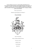 A thesis of clinical research: Part A (Understanding relationships between  socioeconomic status (SES) and climate change attitudes, behaviours, and experiences of  eco-distress: a narrative review); Part B: (A qualitative exploration of eco-distress in  adults who identify as being from a low SES background); Part C: Summary of clinical  practice and assessments