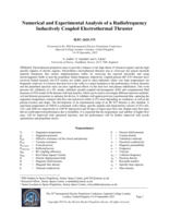 Numerical and Experimental Analysis of a Radiofrequency Inductively Coupled Electrothermal Thruster