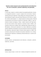 Extreme context exposure and counterproductive work behaviour: The role of exhaustion, authentic leadership, and spirituality