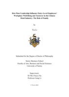 How does leadership influence entry-level employees’ workplace well-being and turnover in the Chinese hotel industry: the role of family