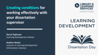 Creating conditions for working effectively with your dissertation supervisor