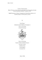 A thesis of clinical research: Part A (What do we know about the mental health of the Transgender and Gender Diverse older adult community? A narrative review.; Part B: (Experiences of being a Transgender and Gender Diverse adult over 55: A thematic analysis of videos posted on TikTok); Part C: Summary of clinical practice and assessments