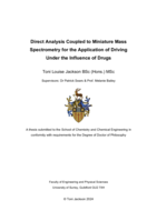 Direct Analysis Coupled to Miniature Mass Spectrometry for the Application of Driving Under the Influence of Drugs