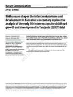 Birth season shapes the infant metabolome and development in Tanzania: a secondary explorative analysis of the early life interventions for childhood growth and development in Tanzania (ELICIT) trial
