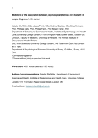 Mediators of the association between psychological distress and mortality in people diagnosed with cancer