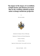The impact of the degree of crystallinity of high-density polyethylene precursor film on the resulting radiation grafted anion exchange membrane properties