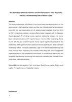 Non-Home-Base Internationalization and Firm Performance in the Hospitality Industry: The Moderating Role of Board Capital