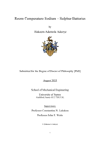 Room-Temperature Sodium – Sulphur Batteries