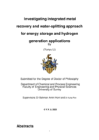 Investigating integrated metal recovery and water-splitting approach for energy storage and hydrogen generation applications