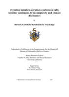 Decoding signals in earnings conference calls:  Investor sentiment, firm complexity and climate disclosures