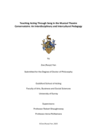 Teaching Acting Through Song in the Musical Theatre Conservatoire: An Interdisciplinary and Intercultural Pedagogy
