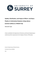 Uptake, Distribution, and Impact of Micro- and Nano-Plastics in Horticultural Systems Using Lettuce (Lactuca sativa) as a Model Crop