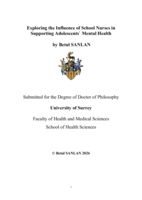 Exploring the Influence of School Nurses in Supporting Adolescents' Mental Health