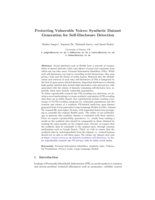 Protecting Vulnerable Voices: Synthetic Dataset Generation for Self-Disclosure Detection