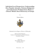 Individual-Level Perspectives: Understanding How Populist Attitudes, Christian Religiosity, and Authoritarian Predispositions Relate to Citizens’ Beliefs about Democracy in Europe