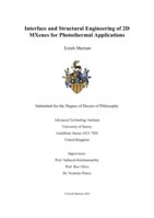 Interface and Structural Engineering of 2D  MXenes for Photothermal Applications