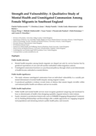 Strength and Vulnerability: A Qualitative Study of Mental Health and Unmitigated Communion Among Female Migrants in Southeast England