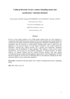 Cultural diversity in new venture founding teams and accelerators' selection decisions