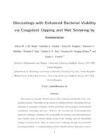 Biocoatings with Enhanced Bacterial Viability via Coagulant Dipping and Wet Sintering by Immersion