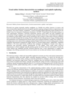 Tread rubber friction characteristics on sandpaper and asphalt-replicating surfaces