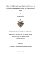 Vitamin B12 Intake and Status in Women of Childbearing Age Adhering to Plant-Based Diets