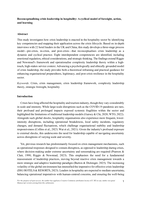 Reconceptualising crisis leadership in hospitality: A cyclical model of foresight, action, and learning