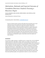Motivations, Rationale and Expected Outcomes of Foundation Bioscience Students Pursuing a Bioscience Degree