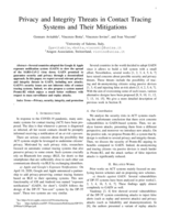 Privacy and Integrity Threats in Contact Tracing Systems and Their Mitigations