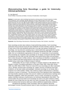 (Re)constructing Early Recordings: a guide for historically-informed performance