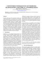 UNINTENDED CONSEQUENCES OF EMERGING TECHNOLOGIES AND ETHICAL CONSIDERATIONS