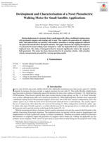 Development And Characterisation of A Novel Piezoelectric Walking Motor for Small Satellite Applications