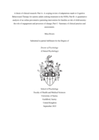 A thesis of clinical research: Part A- A scoping review of adaptations made to Cognitive Behavioural Therapy for autistic adults seeking treatment in the NHS); Part B- A quantitative analysis of an online preventative parenting intervention for families at risk of child anxiety: the role of engagement and processes of change; Part C- Summary of clinical practice and assessments.
