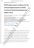 IPEM topical report: Guidance for the Clinical Implementation of Online Treatment Monitoring Solutions for IMRT/VMAT